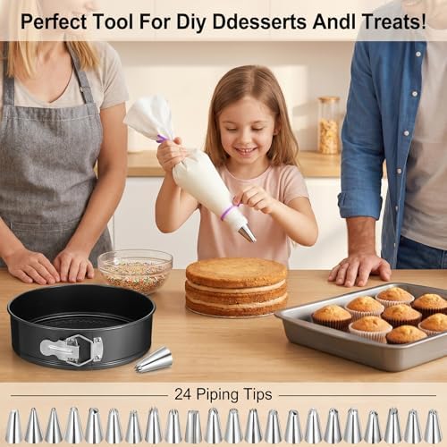 168Pcs Cake Pan Sets for Baking+ Cake Decorating Supplies, 6/8/10 Inch