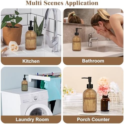 Glass Soap Dispenser, 400ml Refillable Hand Soap & Lotion Dispenser
