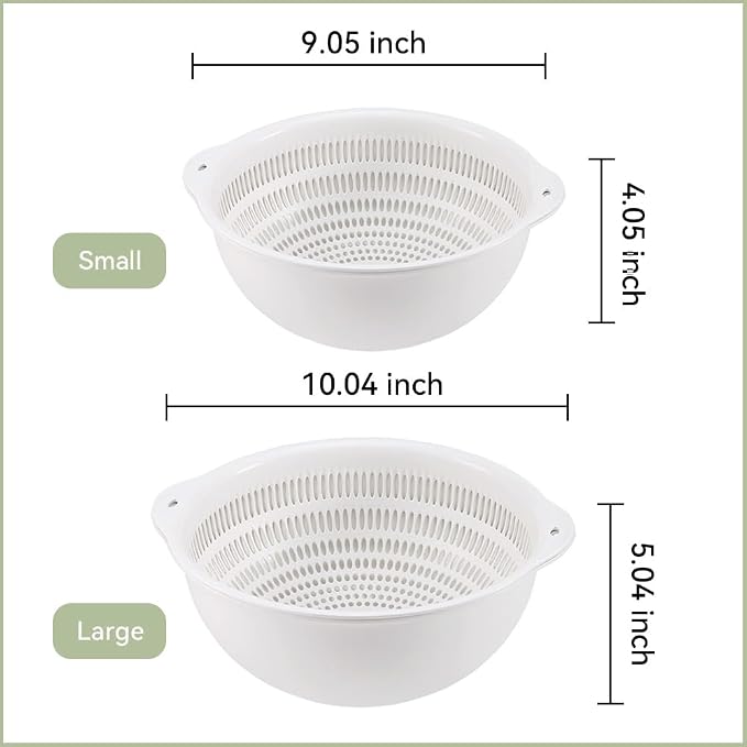 Colander Bowl Set of 2, Nesting Large Capacity Plastic Food Strainer - Image 2