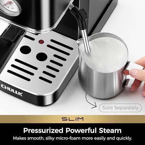 CHULUX Espresso Machine with Conical Burr Grinder, Black