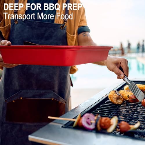 Czlizdyt Deep Grilling Prep and Serve Trays with lid, BBQ Tray for