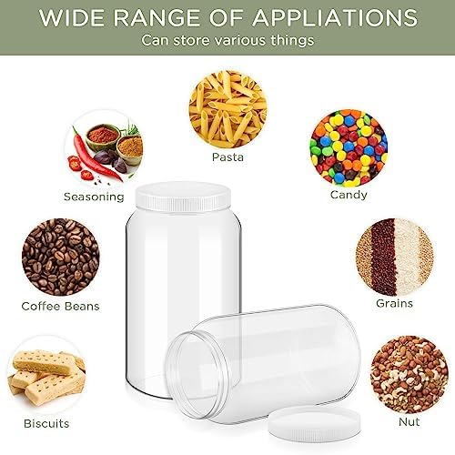 Dandat 8 Pcs 1 Gallon Clear Plastic Jars Airtight Pantry Large Mouth