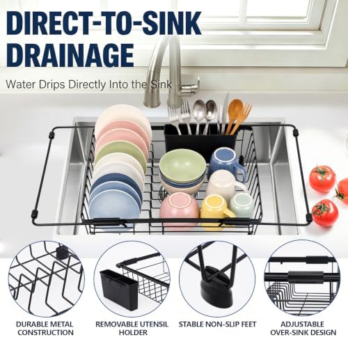 Sink Draining Rack, Stainless Steel, 14.96-21.65 Inches