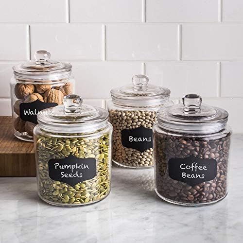 1 Gallon Glass Cookie Jars + Labels & Marker - Set of 2 Canister Sets