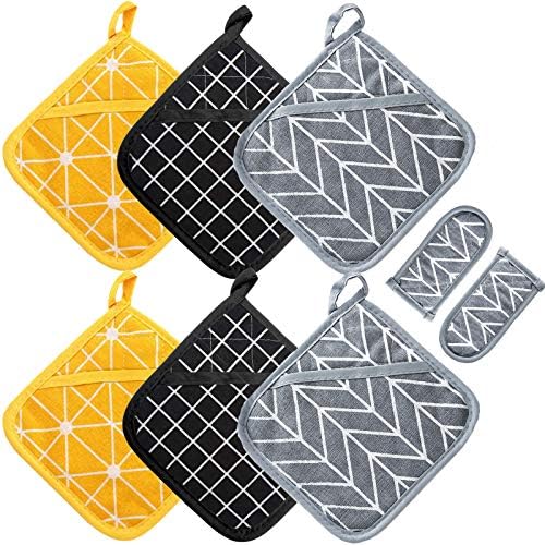 Kitchen Pot Holder Set, 8 Piece, with Pan Handle Holders