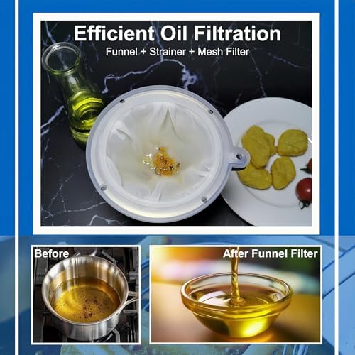 Kitchen Funnel with Strainer and 200 Fine Mesh Filter, 5 Inch Food