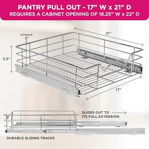 HOLDN’ STORAGE Pull Out Cabinet Organizer, Pantry Drawer, 17"W x 21"D
