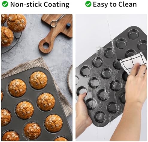 Beasea Nonstick Mini Muffin Pan 24 Cups, 2 Pack 24 Mini Small Tiny Cup