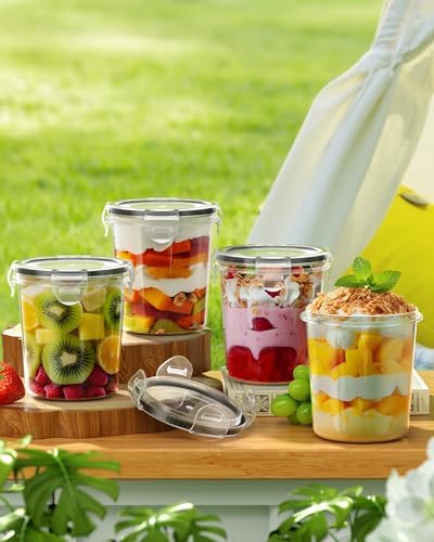 Canfanni Overnight Oats Containers with Lids, 4 Pack 13oz Overnight