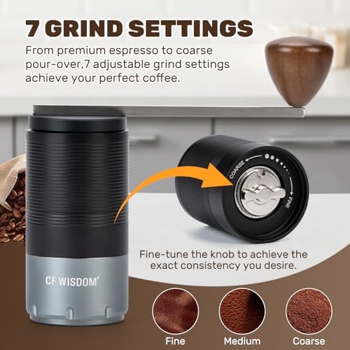 Electric Coffee Grinder, 7-Speed, Portable