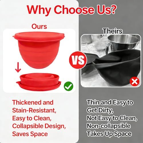 Collapsible Silicone Mixing Bowl Insert for KitchenAid Tilt-Head, with
