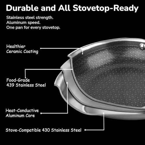 imarku 8, 10, 12 inch Hybrid Nonstick Frying Pan Set