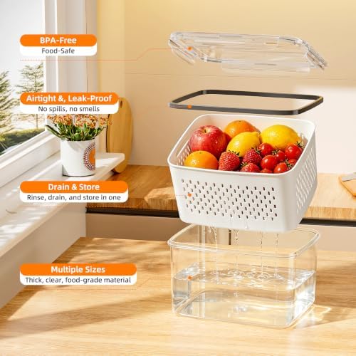 JOYZAN Fruit Storage Containers for Fridge, 8 Pack
