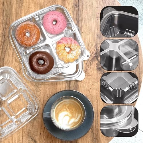 20 Pack Clear Bento Snack Containers, 4 Compartment with Lids