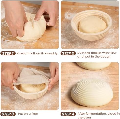 Kikcoin 6 Pack 5 Inch Banneton Bread Proofing Baskets