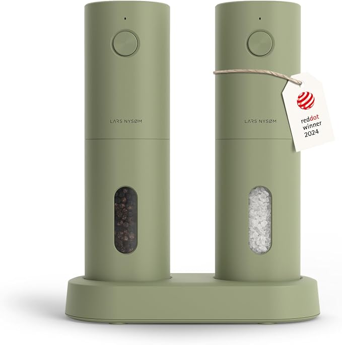 LARS NYSØM Electric Salt and Pepper Grinder Set, USB Rechargeable, Automatic by LN