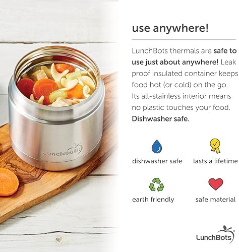LunchBots 16 oz Wide Mouth Insulated Stainless Food Jar Navy