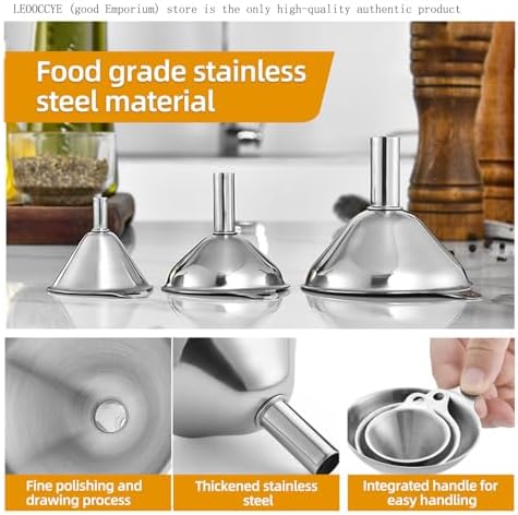 3 Pcs Stainless Steel Kitchen Funnel Made of Food-Grade Stainless