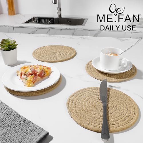 ME.FAN 7 Inch Trivets/Potholders 4 Set Cotton Thread Weave Trivets for