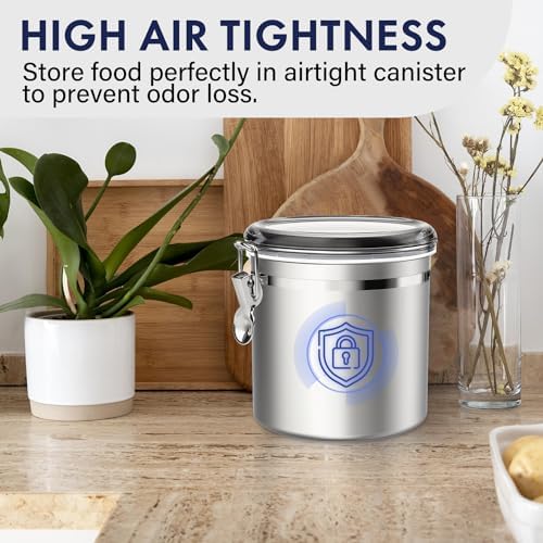 ENLOY 165oz Stainless Steel Airtight Canister for Kitchen with Clear
