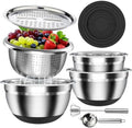 Stainless Steel Mixing Bowls Set with Lids & Silicone Base,7‐Piece Set