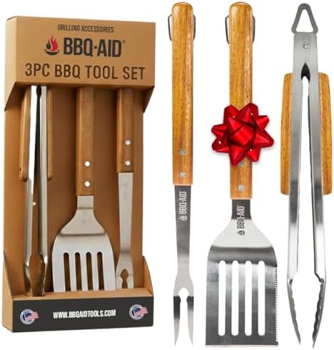 3 Piece BBQ Grilling Accessories Set, Stainless Steel Tools