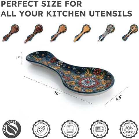 Handmade Spoon Rest, Ceramic Spoon Rest for Stove Top, 10" Spoon Rest