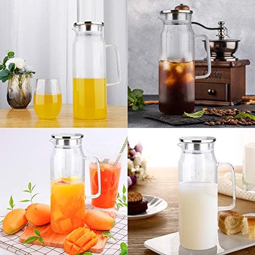 BOTTLE BOTTLE Glass Pitcher with Lid and Handle 50 oz/1500ml