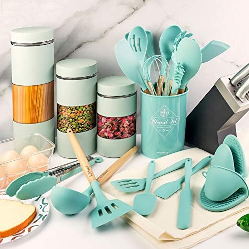 18-Piece Silicone Cooking Utensils Set, Teal