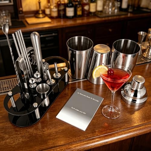 17Pcs Cocktail Shaker Set 750ml, 750/600ml Bartending Kit 25oz