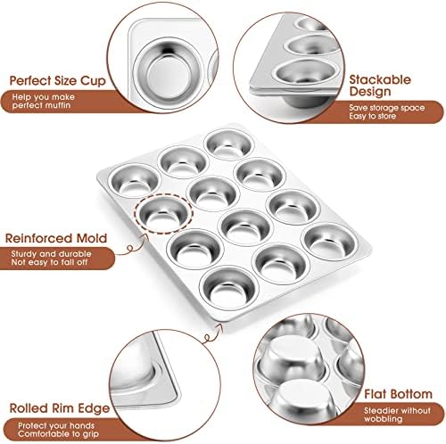 P&P CHEF Muffin Pan Cupcake Baking Pan with 16 Inch Baking Sheet Set