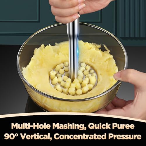 Manual Potato Masher, Stainless Steel Heavy Duty Hand Food Smasher