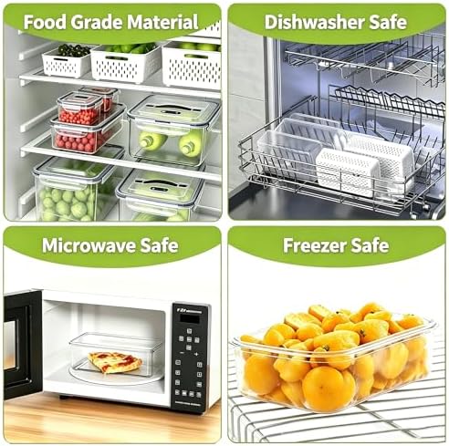 5 Pack Fruit Storage Containers for Fridge, Plastic Food Storage