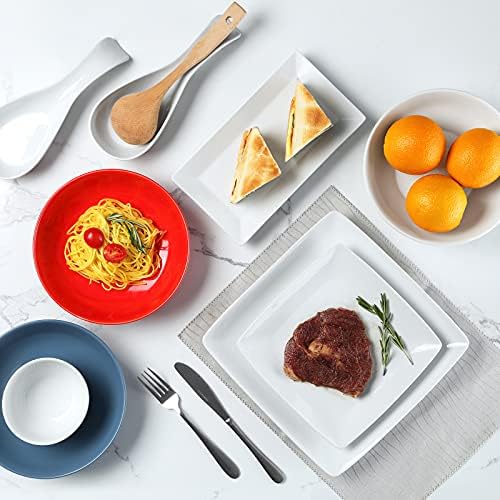 Porcelain Square Dinner Plates, 10.75 Inch Square Serving Plate for
