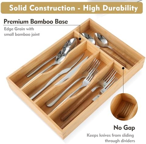 Bamboo Kitchen Drawer Organizer, 8.25"