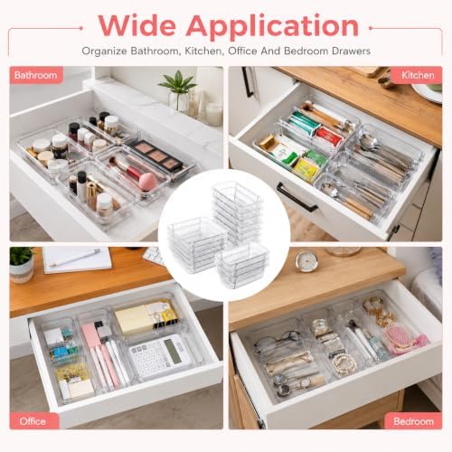 15 Pcs Expandable Drawer Organizer,Adjustable Drawer