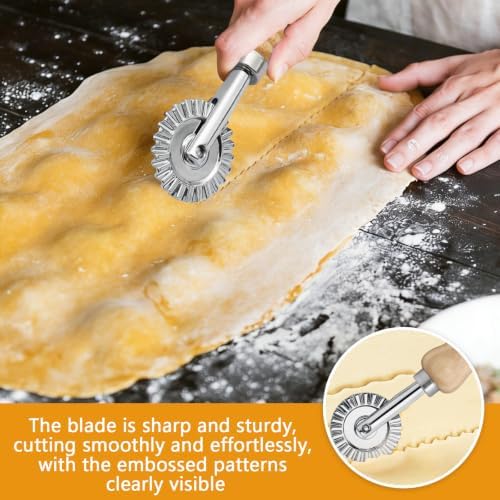2 Pack Pastry Cutter, Steel Dough Wheel with Short Wood Handle