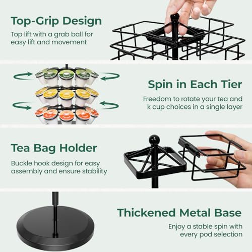 EsLuker.ly K Cup Holder Coffee Pod Organizer Carousel for Countertop