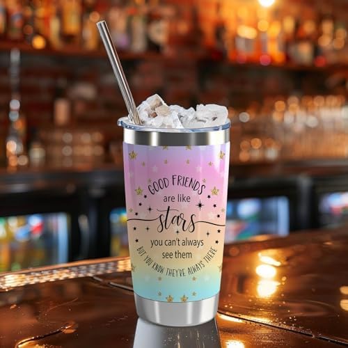 Friendship Gift 20oz Tumbler with Lid Straw(Good Friends-Star)