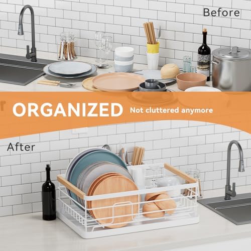 BRIAN & DANY Stainless Steel Dish Drying Rack, White