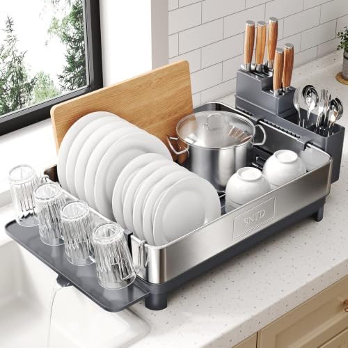 SNTD 304 Stainless Steel Dish Drying Rack, Grey