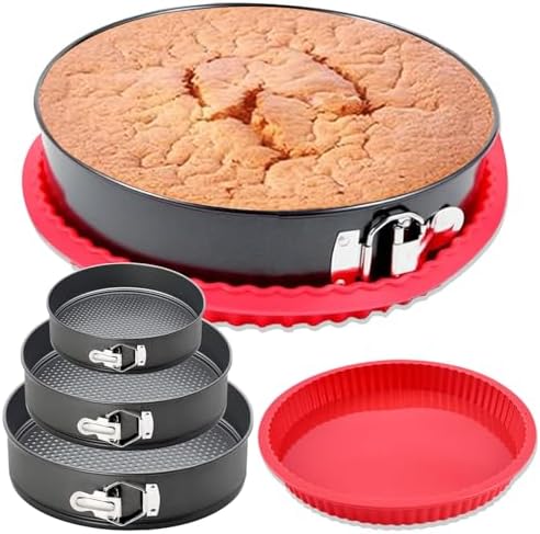 Springform Pan Set of 4 Round Cake Baking Pans with Removable Bottom