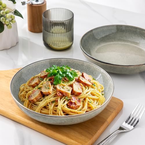 AmorArc 8.5’’ Ceramic Pasta Bowls Set of 4, 36oz Large Stoneware Bowls