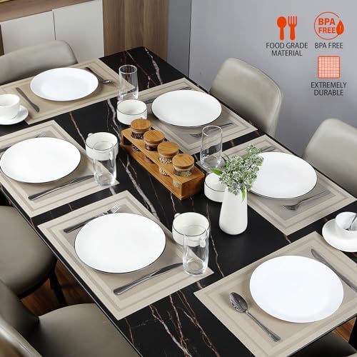 Beige Vinyl Placemats Set of 8,Washable Dining PVC Table Mats