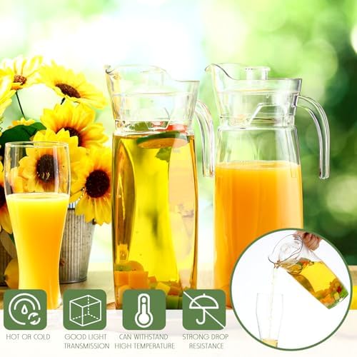 Didaey 4 Pcs 54 oz Plastic Pitcher with Lid Spout, Clear Jug, Diamond
