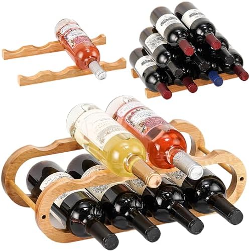 Wine Rack for Cabinet and Countertop - Adjustable in 2 Sizes - 3 Pack