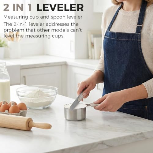 HOUJIP Magnetic Measuring Cups and Spoons Set of 16 with 2-IN-1