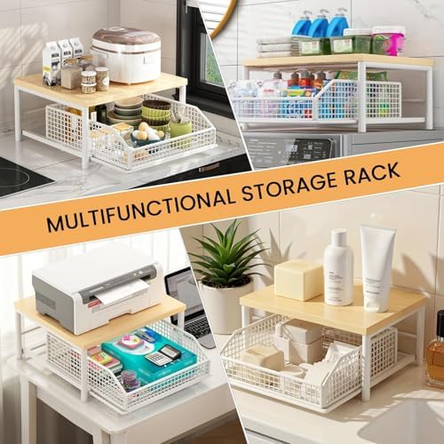 Kitchen Microwave Rack with Drawer Storage Basket