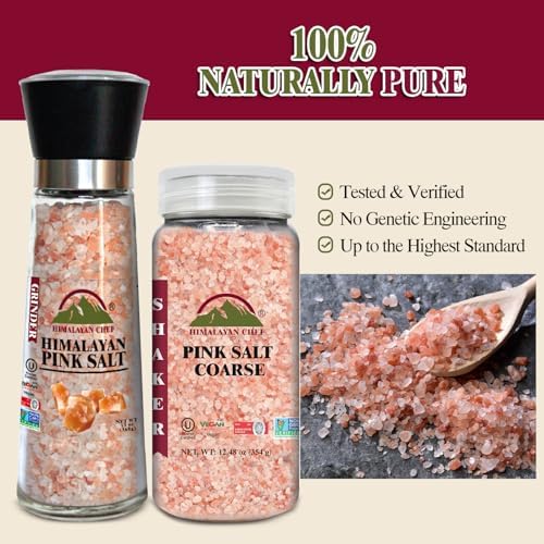 Himalayan Chef Pink Salt Grinder and Shaker Set, 2 Piece