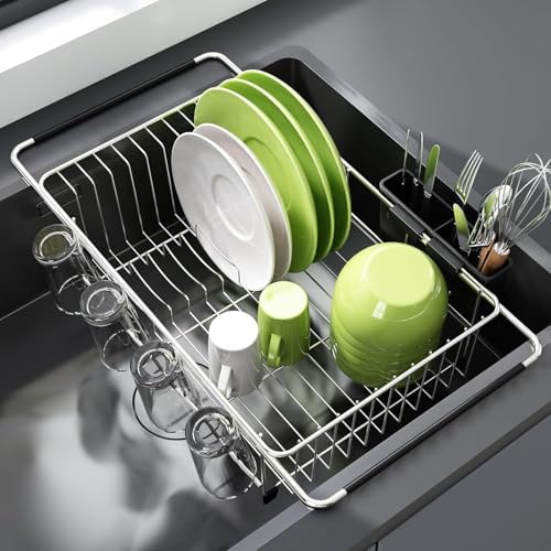 JASIWAY Dish Drying Rack with Cup and Utensil Holder
